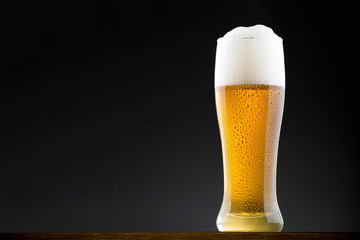 Ice cold beer in glass
