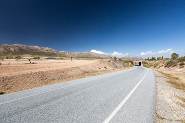 Nature of Spain, rural landscape with the road