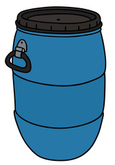 Blue plastic barrel / Hand drawing, vector illustration