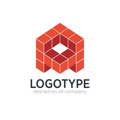 Letter A cube figure logo icon design template elements
