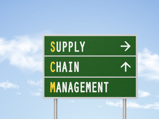 Fototapeta premium 3d illustration supply chain management road sign
