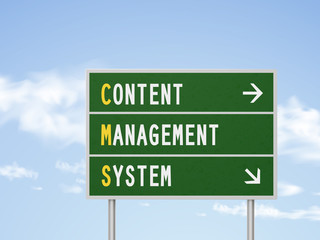 3d illustration content management system road sign