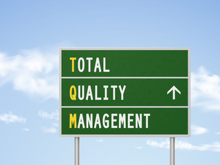 3d illustration total quality management road sign
