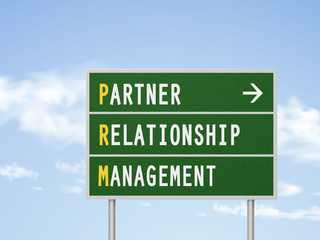 Fototapeta premium 3d illustration road sign with partner relationship management