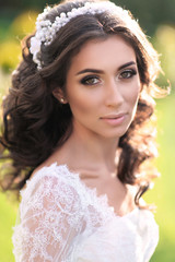 portrait of a beautiful bride in summer