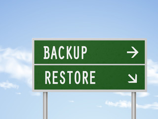 Fototapeta premium 3d illustration road sign with backup and restore