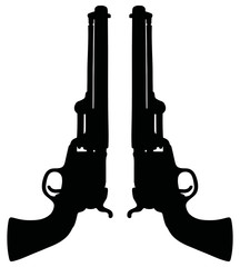 Classic Wild West handguns / Hand drawing, vector illustration