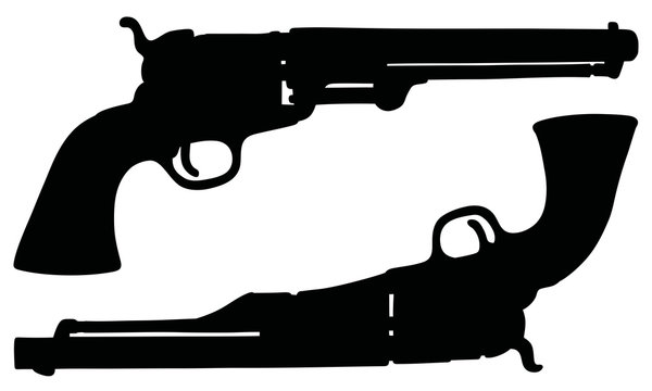 Classic Wild West handguns / Hand drawing, vector illustration