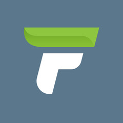 Obraz na płótnie Canvas F letter logo with green leaf.
