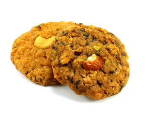 whole grains cookies isolated on white background