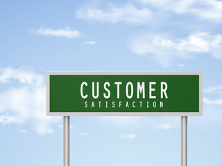 3d illustration customer satisfaction road sign