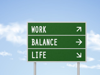 Fototapeta premium 3d illustration road sign with work balance and life