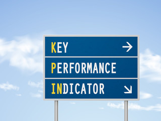 3d illustration key performance indicator road sign