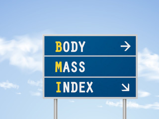 3d illustration body mass index road sign