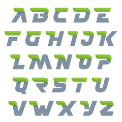 Ecology alphabet with green leaf.