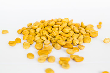 coffee beans on the white ground