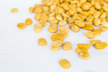 coffee beans on the white ground