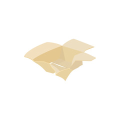 Crumpled empty cardboard box icon, cartoon style 