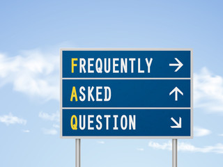 Fototapeta premium 3d illustration frequently asked questions road sign