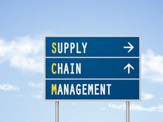 Obraz premium 3d illustration supply chain management road sign