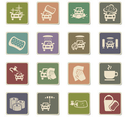 car wash service icon set