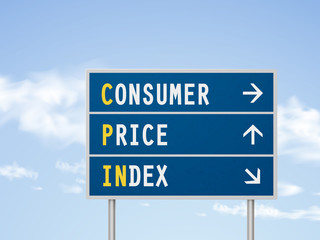 3d illustration consumer price index road sign