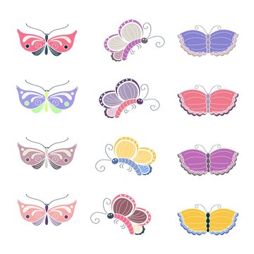 Butterfly vector set. Sweet and tenderness symbols. Butterfly design 