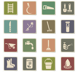 garden tools icon set