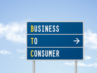 Fototapeta premium 3d illustration business to consumer road sign