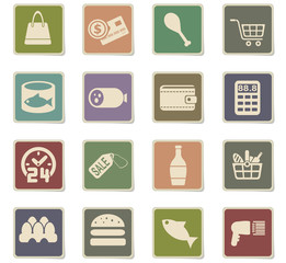 grocery store icon set