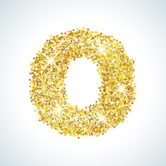 Zero number in golden style. illustration gold design