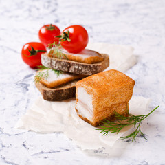 Salty lard with spices