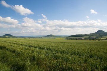Fototapeta premium Hills Oblik , Rana and Mila in the Ceske Stredohori, Czech republic