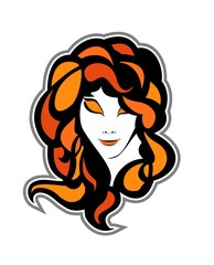 girl's head on a black background