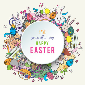 Colorful happy easter greeting card in 