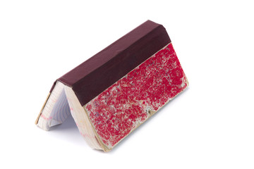 Old red account book, isolated
