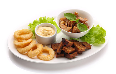 appetizing restaurant food on  white background