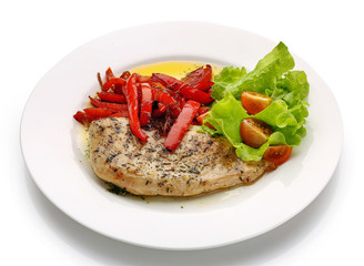 appetizing restaurant food on  white background