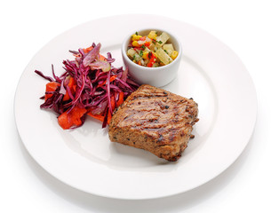 appetizing restaurant food on  white background
