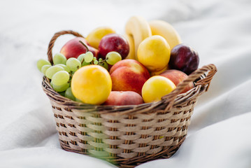 fruit basket on a white background