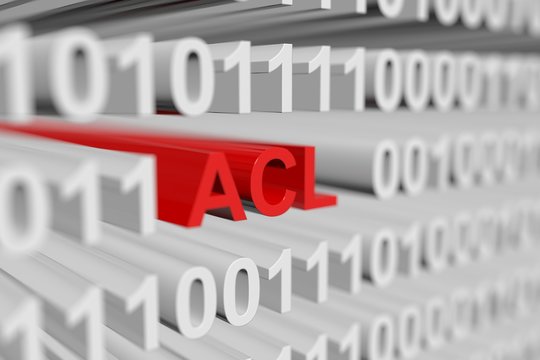 ACL into a binary code with blurred background 3D illustration