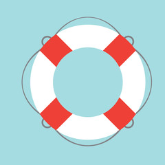 White lifebuoy with red stripes. Isolated Vector Illustration