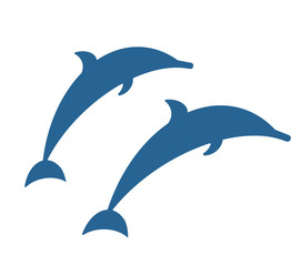 Isolated blue dolphins