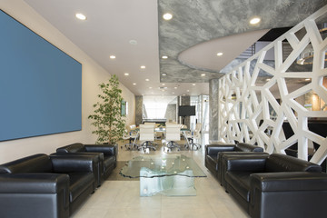 Modern luxury hotel lobby interior