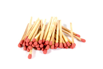 Pile of matches isolated on white background