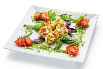 appetizing restaurant food on  white background