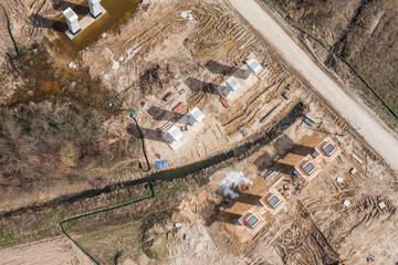 Aerial view of highway  construction site