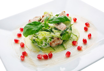 appetizing restaurant food on  white background