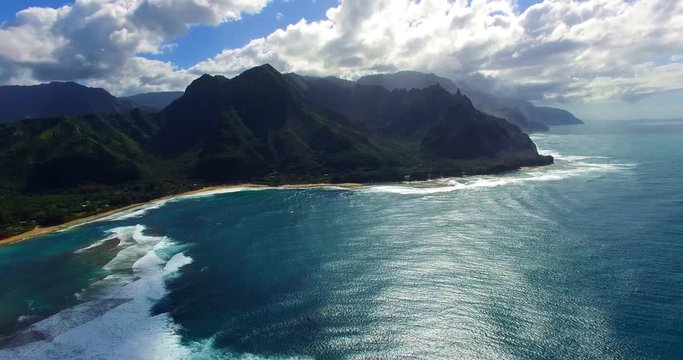 Tropical Island & Beach Flyover - Aerial Footage
