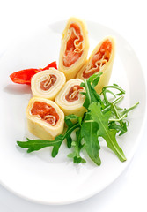 Delicious buffet,  settee on  white background